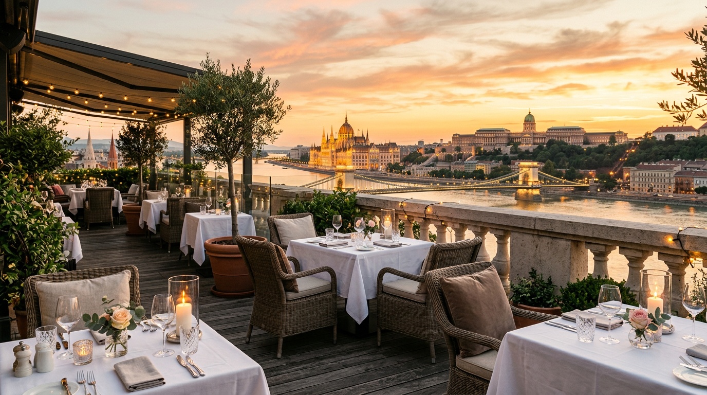 Aurora Olivio kaszinó terasz — Budapest panoráma
